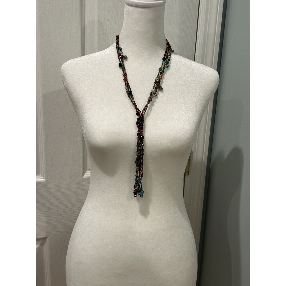 Vintage 36” Long Multicolor Beaded/Charm Necklace